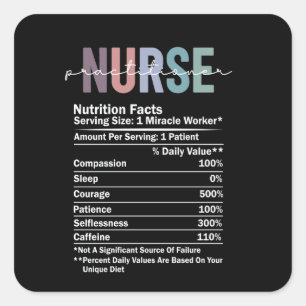 Nurse Practitioner Nutrition Fact Funny Nursing Pr Square Sticker