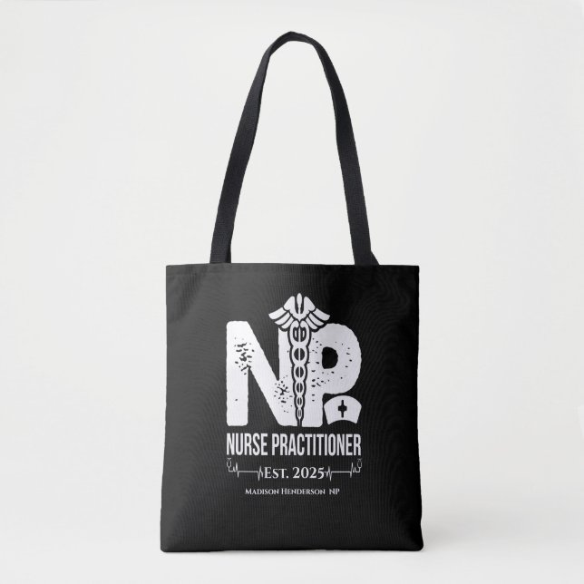   Nurse Practitioner Personalised Black White   Tote Bag (Front)