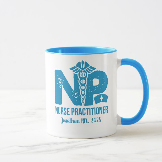  Nurse Practitioner Personalised Blue Coffee Mug (Right)