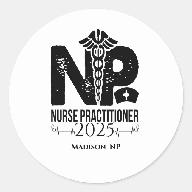   Nurse Practitioner Personalised White  Classic Round Sticker (Front)