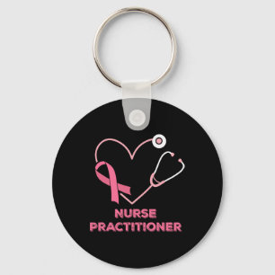 Nurse Practitioner Pink Heart Stethoscope Breast C Key Ring