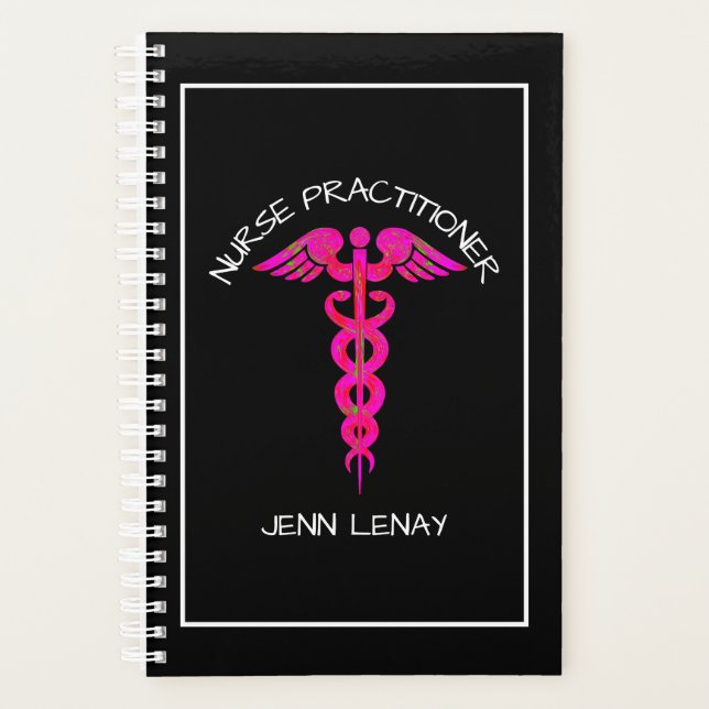 Nurse Practitioner Pink Medical Caduceus Planner (Front)
