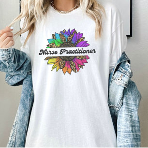 Nurse Practitioner Profession Rainbow Sunflower  T-Shirt