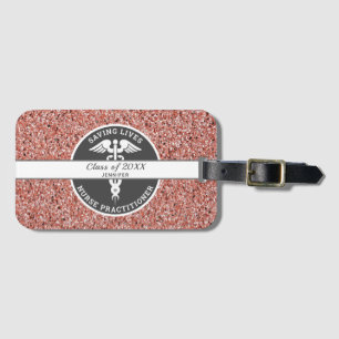 Nurse Practitioner Rose Gold Glitter Personalised Luggage Tag