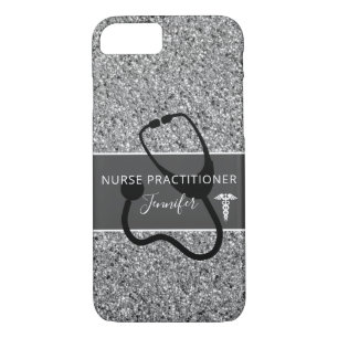 Nurse Practitioner Silver Glitter Personalised iPhone 8/7 Case