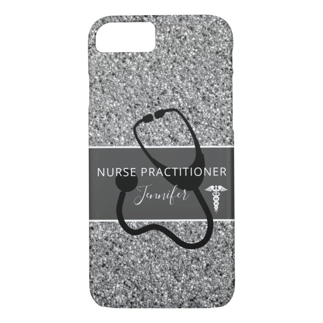 Nurse Practitioner Silver Glitter Personalised Case-Mate iPhone Case (Back)