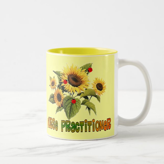 Nurse Practitioner Sunflower Design Gifts Two-Tone Coffee Mug (Right)