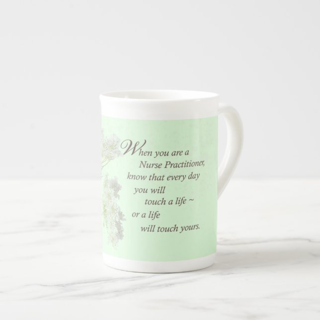 Nurse Practitioner Touch Lives Wildflower Bone China Mug (Front Right)