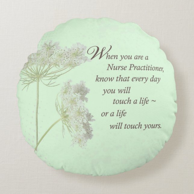Nurse Practitioner Touch Lives Wildflower Round Cushion (Front)