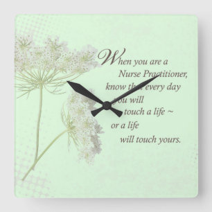 Nurse Practitioner Touch Lives Wildflower Square Wall Clock