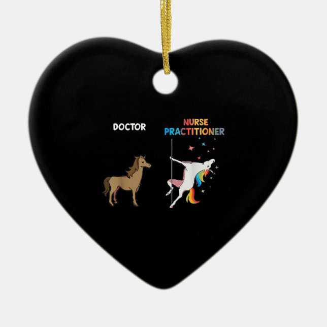 Nurse Practitioner Unicorn Dancing Pole Ceramic Ornament (Front)