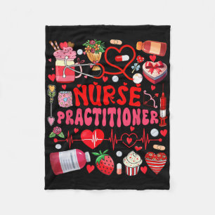Nurse Practitioner Valentine's Day Nurse Tools Cut Fleece Blanket