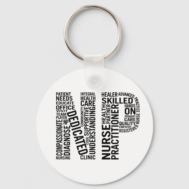 Nurse Practitioner Word Art NP Key Ring (Front)