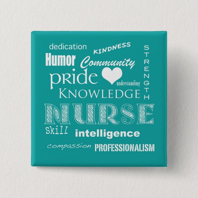 Nurse Pride-Attributes/Blue-Green 15 Cm Square Badge (Front)