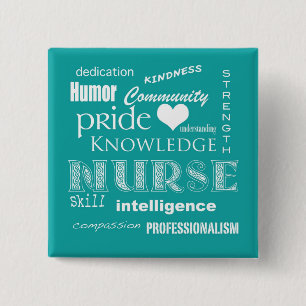 Nurse Pride-Attributes/Blue-Green 15 Cm Square Badge