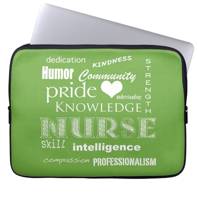 Nurse Pride-Attributes/Lime Green-13 inch Laptop Sleeve (Front)