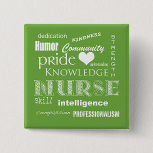 Nurse Pride-Attributes/Lime Green 15 Cm Square Badge