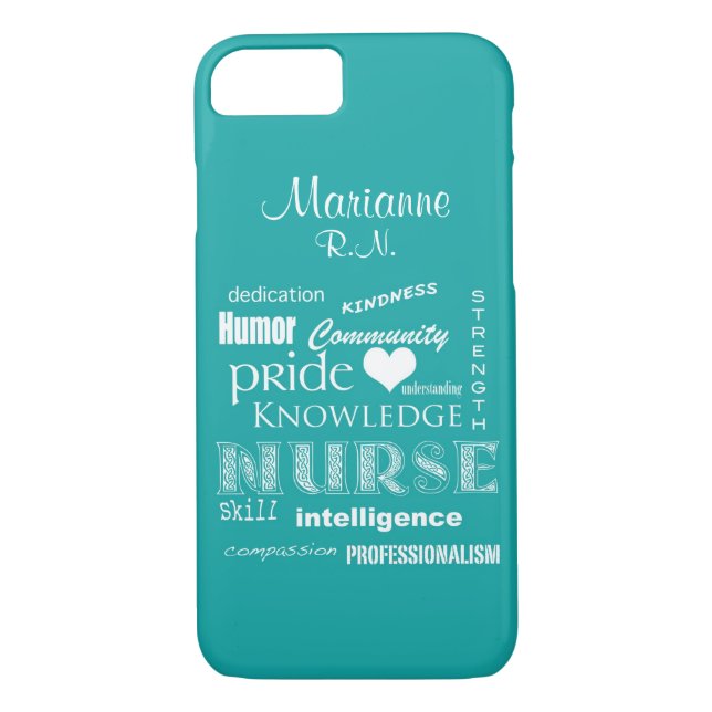 Nurse Pride-Attributes+Name /Aqua Case-Mate iPhone Case (Back)