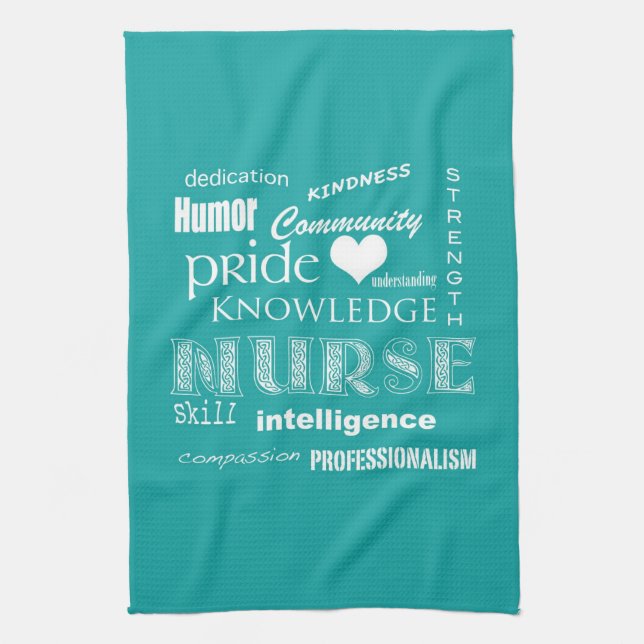Nurse Pride-Attributes/Turquoise Tea Towel (Vertical)