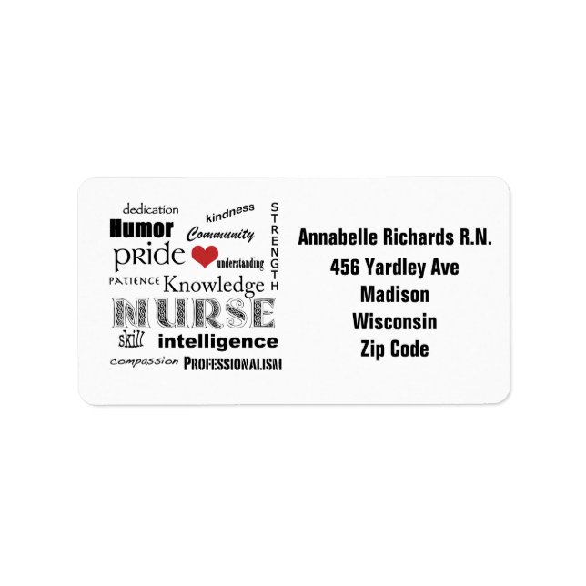 Nurse Pride+Personalise Name/Address Label (Front)