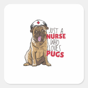 Nurse Pug Square Sticker