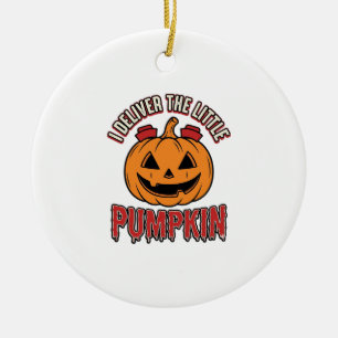 Nurse Pumpkin Halloween Delivery Shirt Design_1 Ceramic Ornament