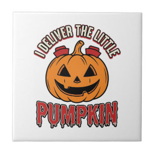 Nurse Pumpkin Halloween Delivery Shirt Design_1 Ceramic Tile