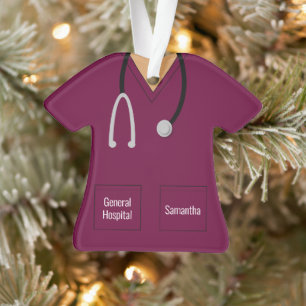 Nurse Purple Scrubs Profession Ornament