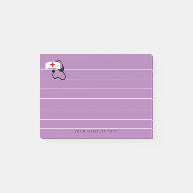 Nurse Purple Stethoscope Fun Personalised Post-it Notes (Front)
