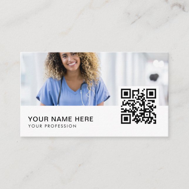 Nurse QR Code  Business Card (Front)