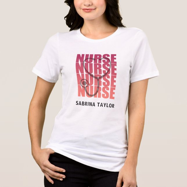  Nurse Repeat Stethoscope RN  Tri-Blend Shirt (Front)