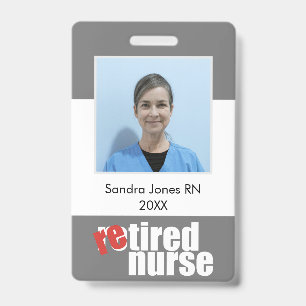 nurse retirement gift photo with message ID badge