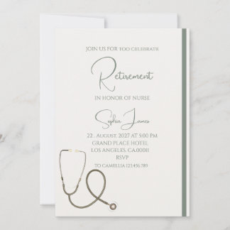 Nurse Retirement Invitation – Elegant Green Callig