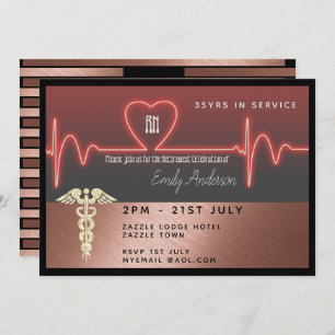 Nurse Retirement Invitation - Rose Gold Metallic