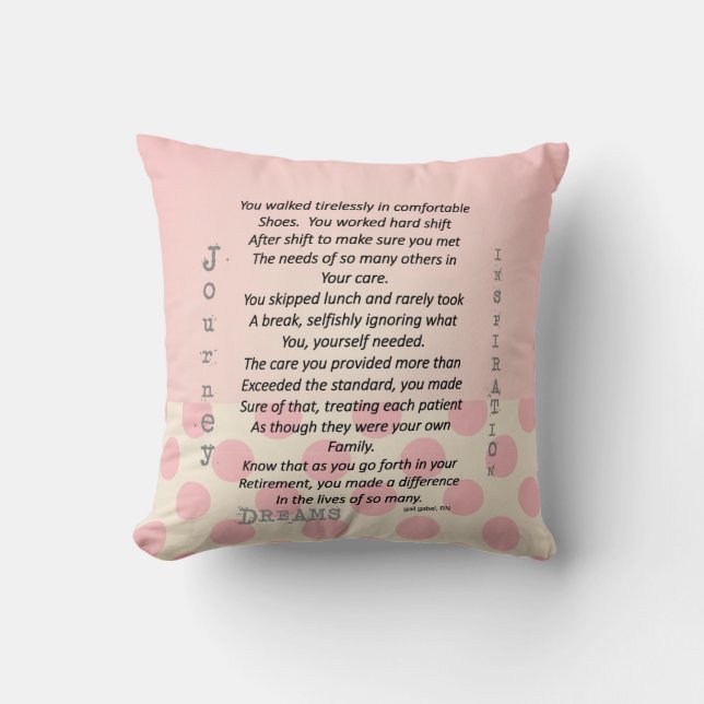 Nurse Retirement Poem Pillow Polka Dots (Front)