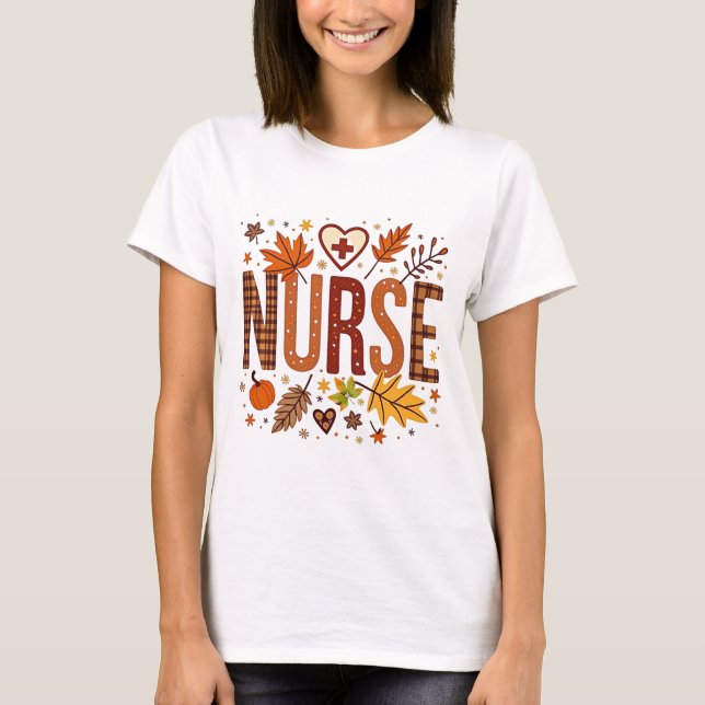 Nurse Retro Bubble Letters Groovy T-Shirt (Front)