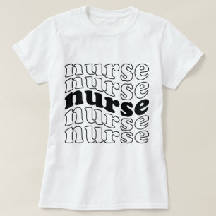 Nurse - Retro Font Style (Black & White) T-Shirt