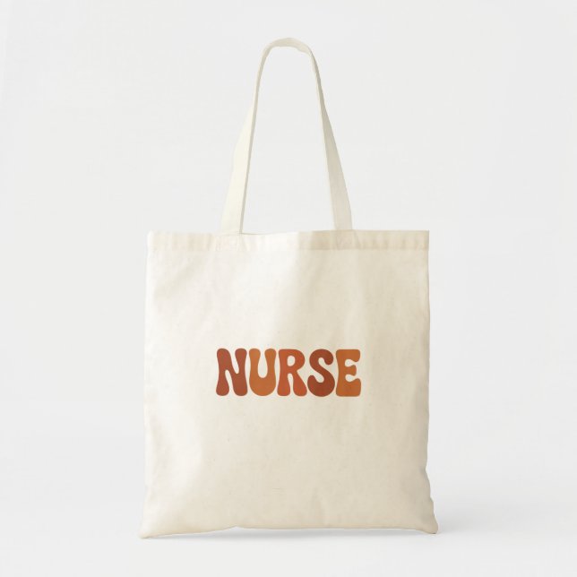 Nurse Retro Wavy Typography Tote Bag (Front)