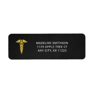 Nurse return address, medical symbol caduceus address label