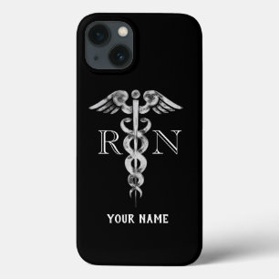 Nurse RN Black Elegant Medical Personalised iPhone 13 Case