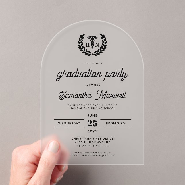 Nurse RN BSN Nursing School Graduation Party Acrylic Invitations (Insitu (Handheld))