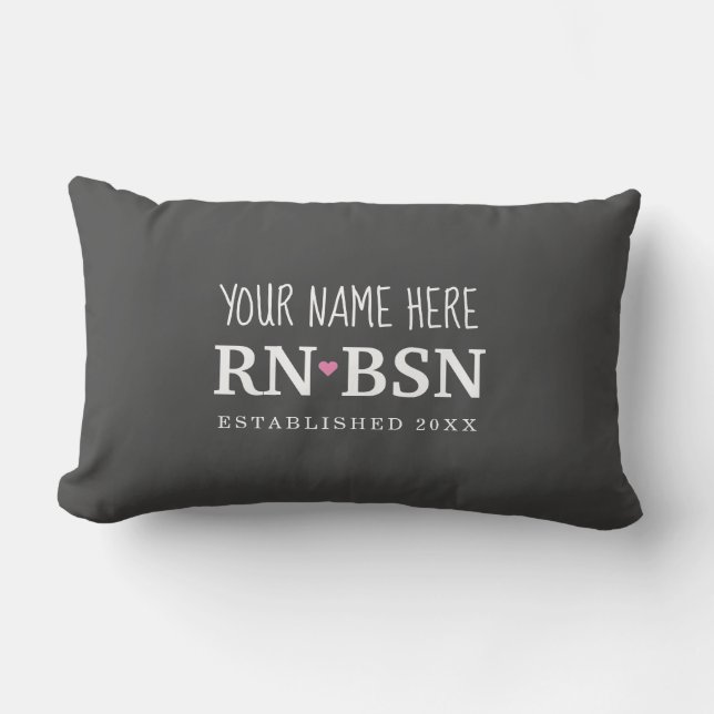 Nurse RN BSN Simple Cute Personalised Lumbar Cushion (Front)