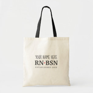 Nurse RN BSN Simple Cute Personalised Tote Bag