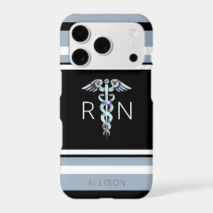 Nurse RN Caduceus Blue Stripes Personalised