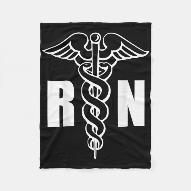 Nurse Rn Caduceus Medical Symbol Nursing (back Des Fleece Blanket (Front)