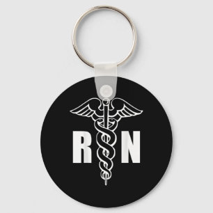 Nurse Rn Caduceus Medical Symbol Nursing (back Des Key Ring