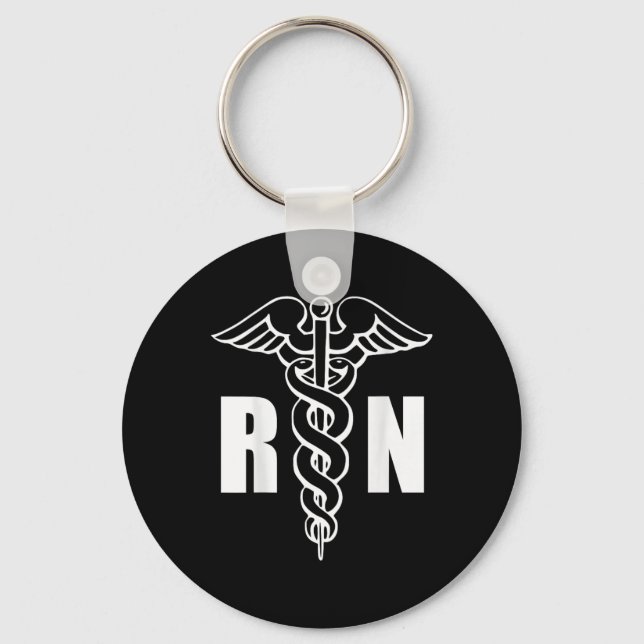 Nurse Rn Caduceus Medical Symbol Nursing (back Des Key Ring (Front)