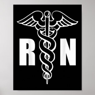 Nurse Rn Caduceus Medical Symbol Nursing (back Des Poster