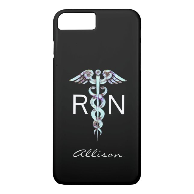 Nurse RN Caduceus Modern Personalised Case-Mate iPhone Case (Back)