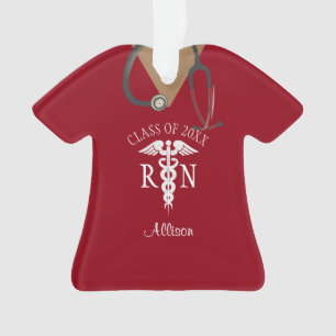 Nurse RN Graduate Medical Uniform Red Personalised Ornament